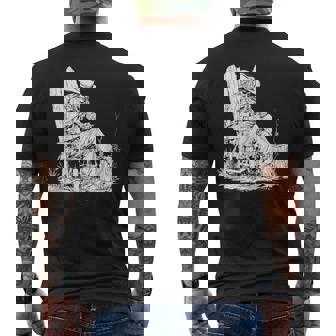 Cowboy Whittling Carving Wood Tank Top Men's Back Print T-Shirt | Mazezy