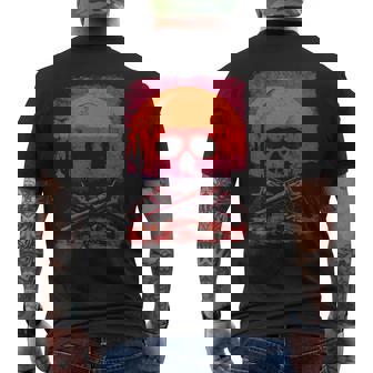 Creepy Skull With Desert Sunset Dark Western Skeleton Gothic Men's Back Print T-Shirt | Mazezy