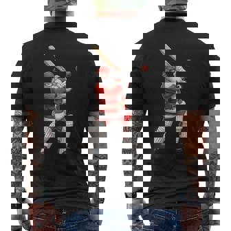 Cricket Santa Christmas Graphic Player Men's Back Print T-Shirt | Mazezy