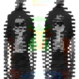 Crocodile Wearing Sunglasses Playing Sitar Sitarist Men's Back Print T-Shirt | Mazezy