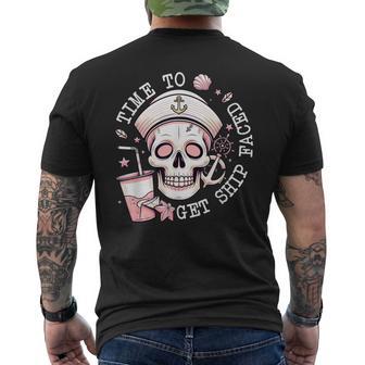 Cruise Skeleton Time To Get Ship Faced And A Little Nauti Men's T-shirt Back Print | Mazezy