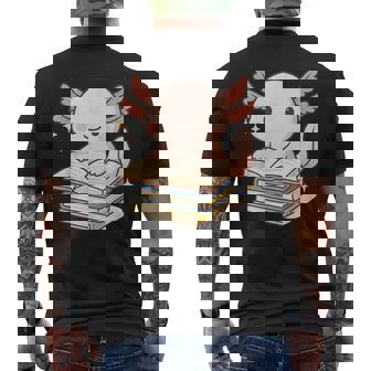 Cute Axolotl Reading Books Kawaii Axolotl Lover Men's T-shirt Back Print | Seseable UK