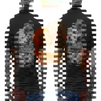 Cute Baby Monkey Named Punch Plush Hugging Lover Monkey Men's T-shirt Back Print | Mazezy