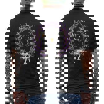 Cute Bee Bow Lavender Flower Heart Botanical Nature Lover Men's Back Print T-Shirt | Mazezy