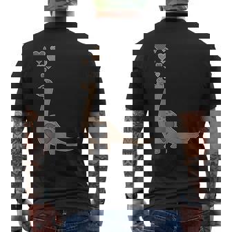 Cute Brontosaurus Hearts I Love Brontosauruses Men's Back Print T-Shirt | Mazezy