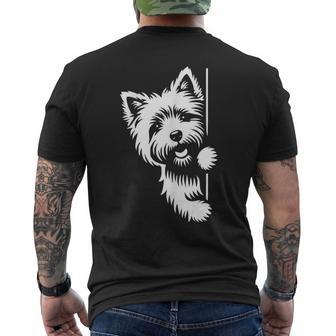 Cute Cairn Terrier Dog Peering Graphic Men's T-shirt Back Print - Thegiftio UK