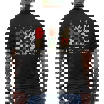 Cute Christmas Cat Rock Paper Scissors Cute Animal Paws Men's Back Print T-Shirt | Mazezy