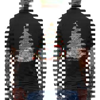 Cute Christmas Dragon Sleeping Under Tree Books Lover Men's Back Print T-Shirt | Mazezy