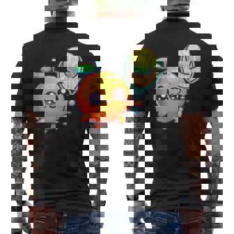 Cute Citrus Tennis Orange With Racket And Ball Men's Back Print T-Shirt | Mazezy