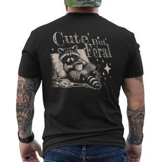 Cute But Feral Raccoon Graphic Men's T-shirt Back Print - Thegiftio UK