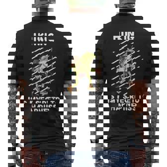 Cute Frog Hiking Is Myecret To Happiness カエル メンズTシャツ バックプリント - Kawaiitshirt