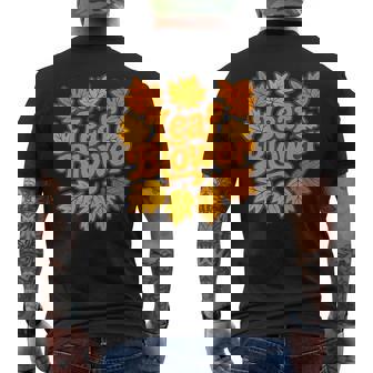 Cute Fun Retro Fall Cleanup Leaf Blower Men's Back Print T-Shirt | Mazezy