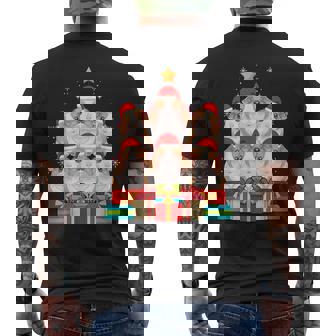 Cute Guinea Pig Pile Christmas Tree Xmas Hat Men's Back Print T-Shirt | Mazezy