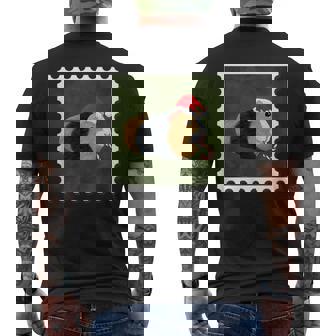 Cute Holiday Guinea Pig With Santa Hat And Candy Cane Men's Back Print T-Shirt | Mazezy