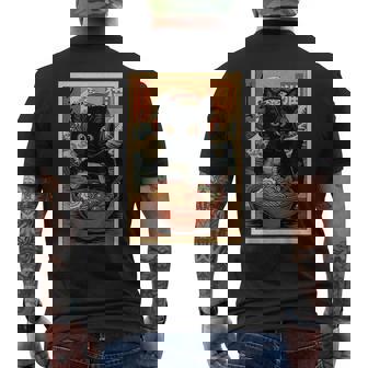 Cute Kawaii Gamer Cat Ramen Retro Japanese Cat Gaming Men's Back Print T-Shirt | Mazezy