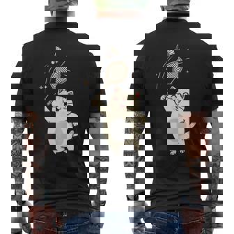 Cute Kitty Badminton Player Shuttlecock Sports Pet Lover Tank Top Men's Back Print T-Shirt | Mazezy