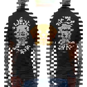 Cute Labrador Dogs Puppy Pizza Slice Now Nap Later Men's Back Print T-Shirt | Mazezy