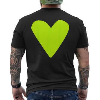 Cute Lime Green Heart Men's T-shirt Back Print - Seseable