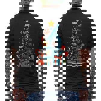 Cute Marine Biologist Biology Ocean Science Christmas Tree Men's Back Print T-Shirt | Mazezy