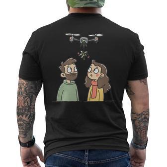Cute Mistletoe Drone Look Tank Top Men's Back Print T-Shirt | Mazezy