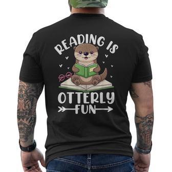 Cute Otter Reading Book Lover Sea Otters Animal Lover Men's T-shirt Back Print - Thegiftio UK