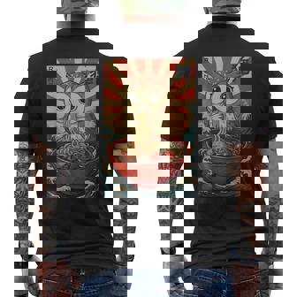 Cute Owl Eating Ramen Japanese Owls Eating Ramen Men's Back Print T-Shirt | Mazezy