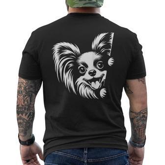 Cute Peeking Papillon Dog Graphic Men's T-shirt Back Print - Thegiftio UK