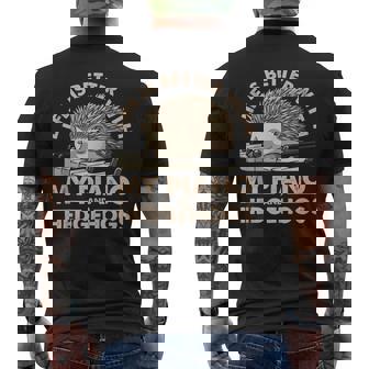 Cute Piano Hedgehog Life Is Better With Music Lovers Humor Tank Top Men's Back Print T-Shirt | Mazezy