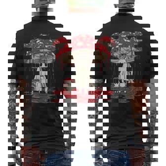 Cute Spooky Mushroom Ghost Cottagecore Mushroom Lover Men's Back Print T-Shirt | Mazezy