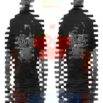 Cute Tomato And Cherry Vegan Valentine Couple Men's Back Print T-Shirt | Mazezy