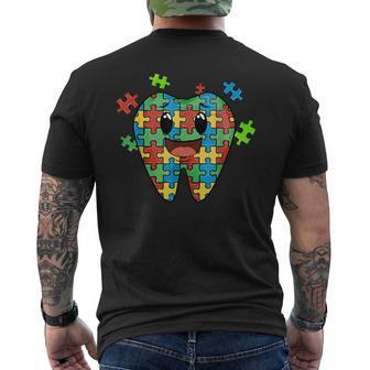 Cute Tooth Puzzle Dental Assistant Dentist Autism Awareness Men's T-shirt Back Print - Thegiftio UK