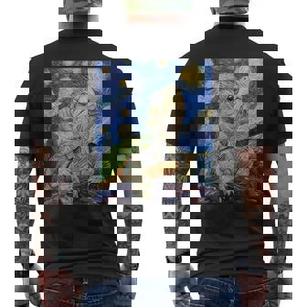 Cute Tortoise Turtle Van Gogh Style Starry Night Graphic Men's T-shirt Back Print - Monsterry