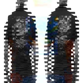 Cute Tortoise Turtle Van Gogh Style Starry Night Graphic Men's T-shirt Back Print | Mazezy