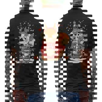 Cute Winter Squirrel Hot Cocoa Cozy Sweater Snow Kawaii Tank Top Men's Back Print T-Shirt | Mazezy