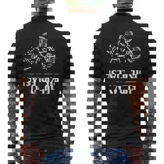 Cycling Humor Stickman Help My Bike Biker Lover Meme Men's Back Print T-Shirt | Mazezy