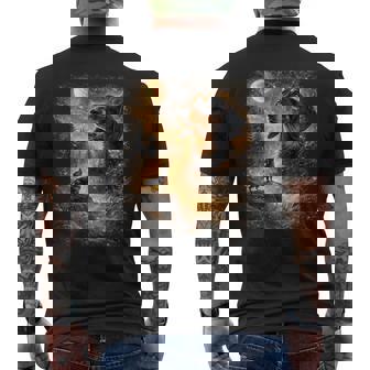 Dachshund Howling At The Moon Retro Graphic Dog Lovers Men's T-shirt Back Print - Monsterry