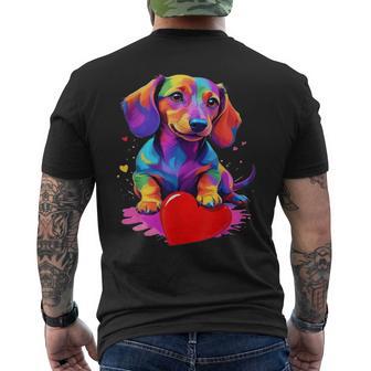 Dackel- – Bunte Dackel-Herz-Grafik T-Shirt mit Rückendruck - Geschenkecke