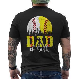 Dad Of Both Baseball Softball Vintage Fathers Day Daddy Men's T-shirt Back Print - Thegiftio UK