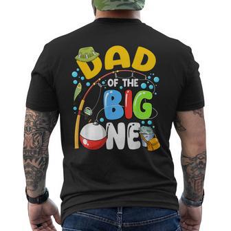 Dad Of The Big One Fishing Birthday Boy Family Party Men's T-shirt Back Print | Mazezy