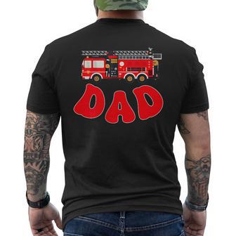 Dad Birthday Boy Fire Truck Firefighter First Birthday Dada Men's T-shirt Back Print | Mazezy