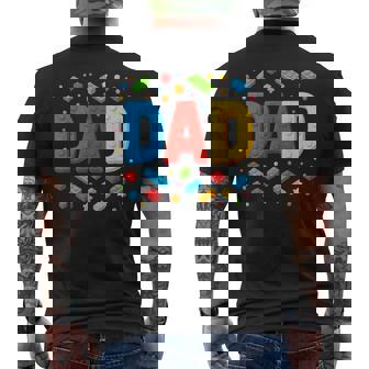 Dad Building Bricks Blocks Master Builder Father's Day Men Men's T-shirt Back Print | Seseable UK