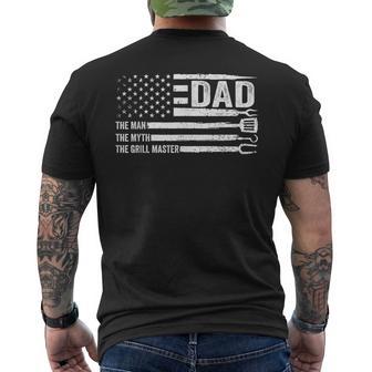 Dad The Man The Myth The Grill Master Usa Flag Father's Day Men's T-shirt Back Print - Thegiftio UK