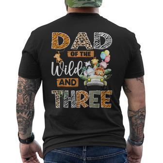 Dad Of The Wild And Three 3Rd Birthday Boy Safari Truck Men's T-shirt Back Print - Thegiftio UK