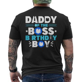 Daddy Of The Boss Birthday Boy Baby Decor Family Matching Men's T-shirt Back Print - Thegiftio UK