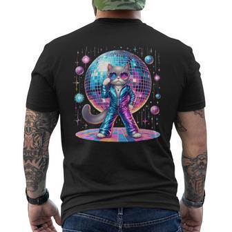 Dancing Cat Disco Ball Kitten Kitty Lover Party Animal Men's T-shirt Back Print | Mazezy