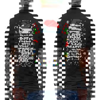 Dasher Dancer Prancer Bourbon Christmas Santa Reindeer Men's Back Print T-Shirt | Mazezy