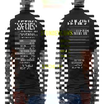 De Trabajo Con Texto En Alemán Elektrikerpruchtundenlohn Camiseta Hombre Estampado Espalda - Regaloses