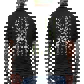 Deer Skull And Rifles American Flag Outdoor Hunting Men's Back Print T-Shirt | Mazezy