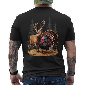 Deer And Turkey Cool Hunt Hobby Hunting Wildlife Hunter Men's T-shirt Back Print | Mazezy
