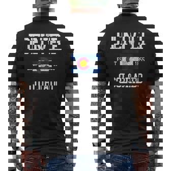 Denver Colorado Vintage Rocky Mountains Pride Souvenir Men's Back Print T-Shirt | Mazezy